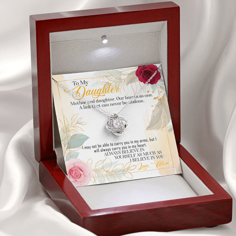 From Mom To My Daughter Mother And Daughter Our Hearts As One Love Knot Necklace