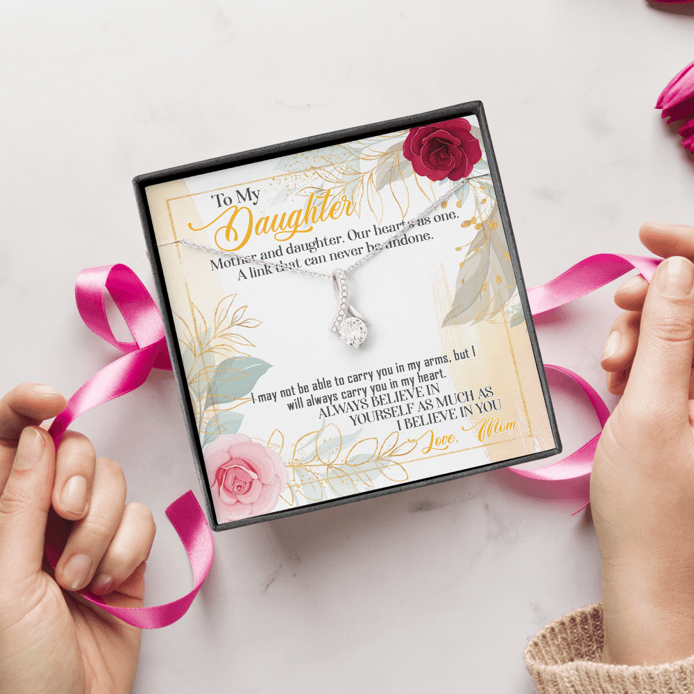From Mom To My Daughter Mother And Daughter Our Hearts As One Alluring Beauty Necklace
