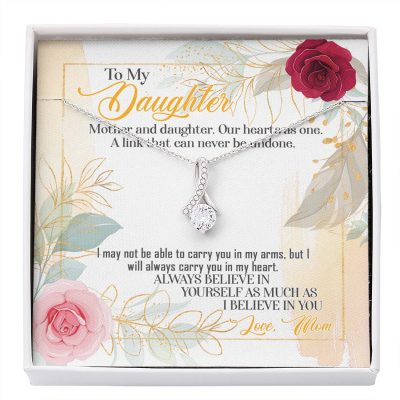From Mom To My Daughter Mother And Daughter Our Hearts As One Alluring Beauty Necklace