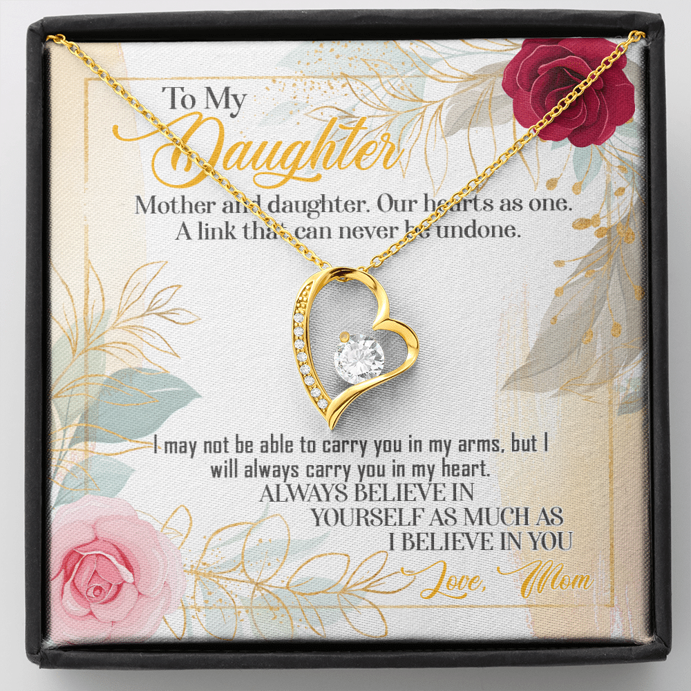 From Mom To My Daughter Mother And Daughter Our Hearts As One Forever Love Heart Pendant Necklace - Forever Love Necklace (18K Yellow Gold) From Mom To My Daughter Mother And Daughter Our Hearts As One Forever Love Heart Pendant Necklace - Forever Love Necklace (18K Yellow Gold)