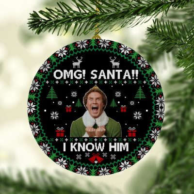 OMG Santa I Know Him Ugly Christmas Circle Ornament Keepsake