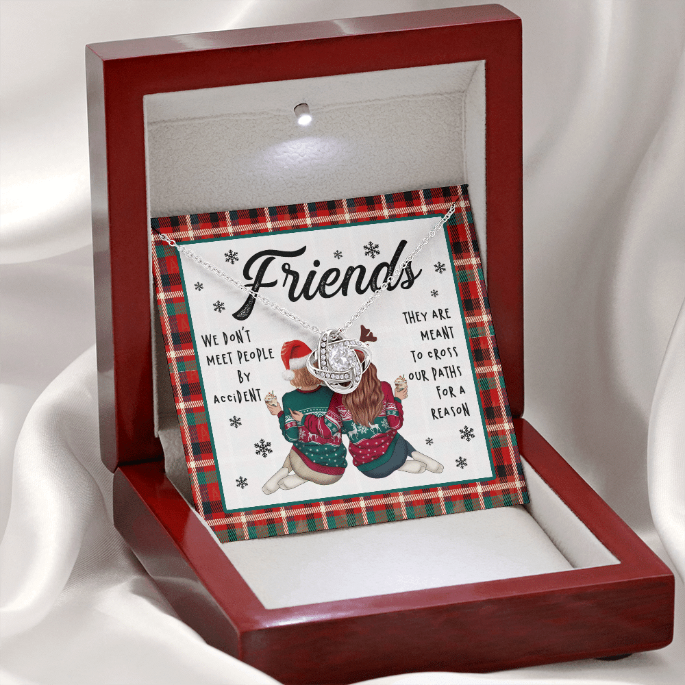 Friends We Don't Meet People By Accident They're Meant to Cross Our Path Bestie Love Knot Pendant Necklace