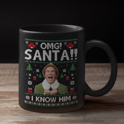 Alternative view of OMG Santa I Know Him Ugly Christmas Ceramic Coffee Mug - Water Bottle - Beer Stein