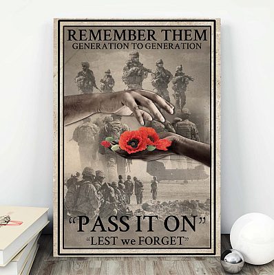 Remember Them Generation To Generation Pass It On Lest We Forget Veteran Remembrance Canvas Prints - Unframed Poster