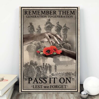 Remember Them Generation To Generation Pass It On Lest We Forget Veteran Remembrance Canvas Prints - Unframed Poster