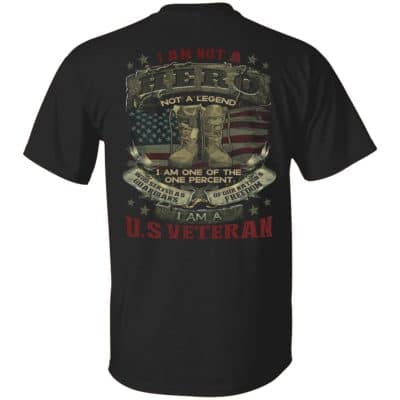 1VT. US Veteran I Am Not A Hero, Black, Unisex T-Shirt