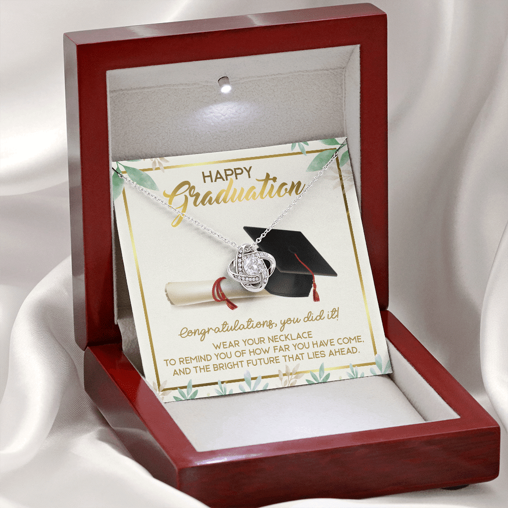 Happy Graduation Congratulations You Did It Love Knot Necklace - Graduation Jewelry Inspirational Gifts