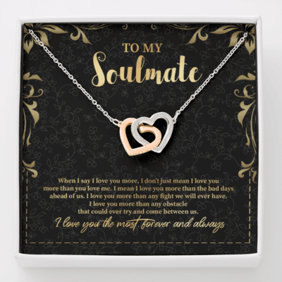 To My Soulmate Interlocking Hearts Pendant Necklace - Jewelry Gifts For Her Girlfriend Wife - Interlocking Hearts Necklace