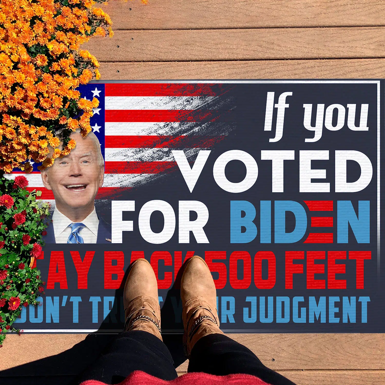 2VT. If You Voted For Biden Stay Back Doormat Doormat mockup 7