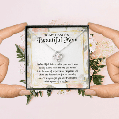 To My Fiancé's Beautiful Mom when I Fell in Love with Your Son Fiancé Mom Gifts Love Knot Pendant Necklace