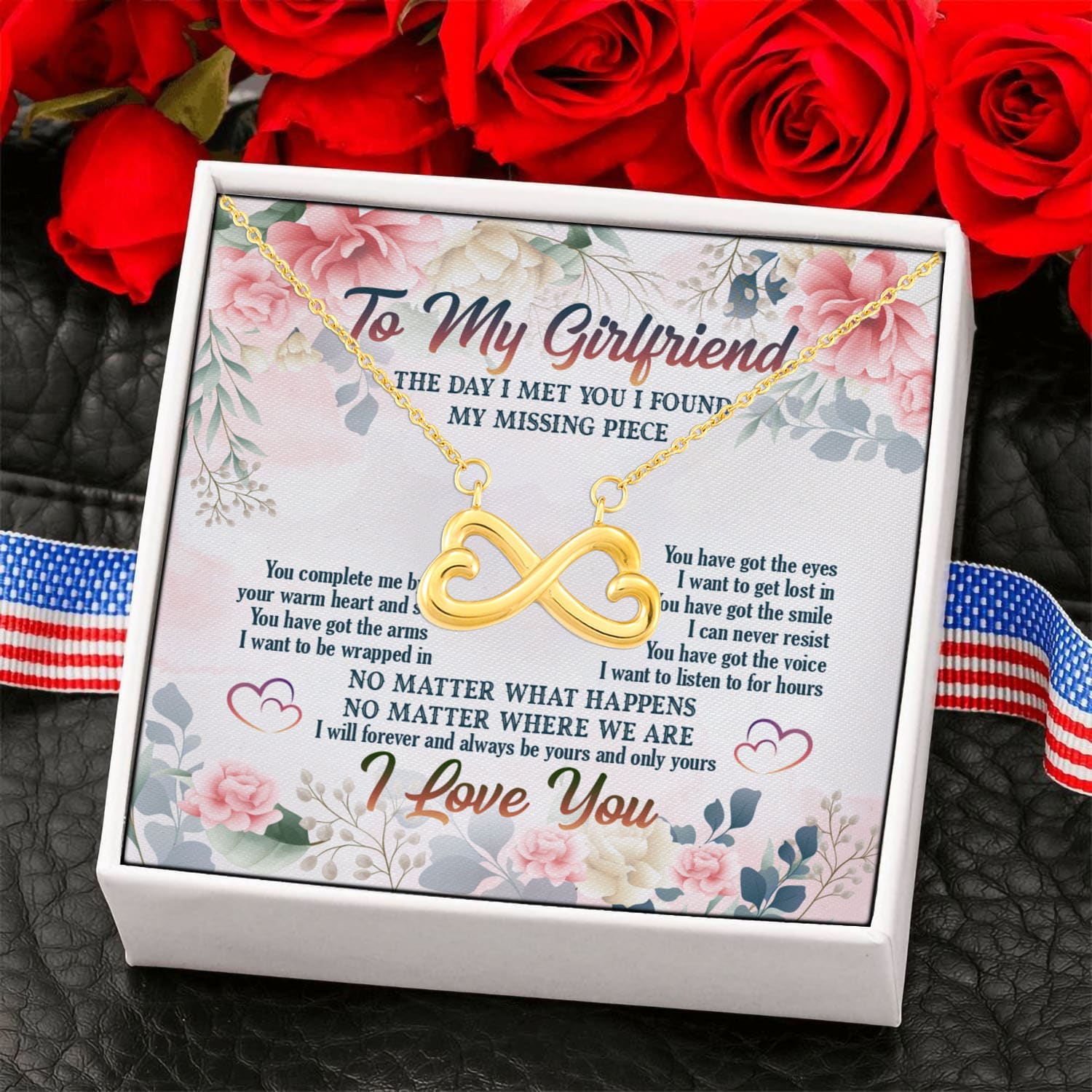 1BN. Missing Piece card Infinity Heart Necklace (Gold) 6