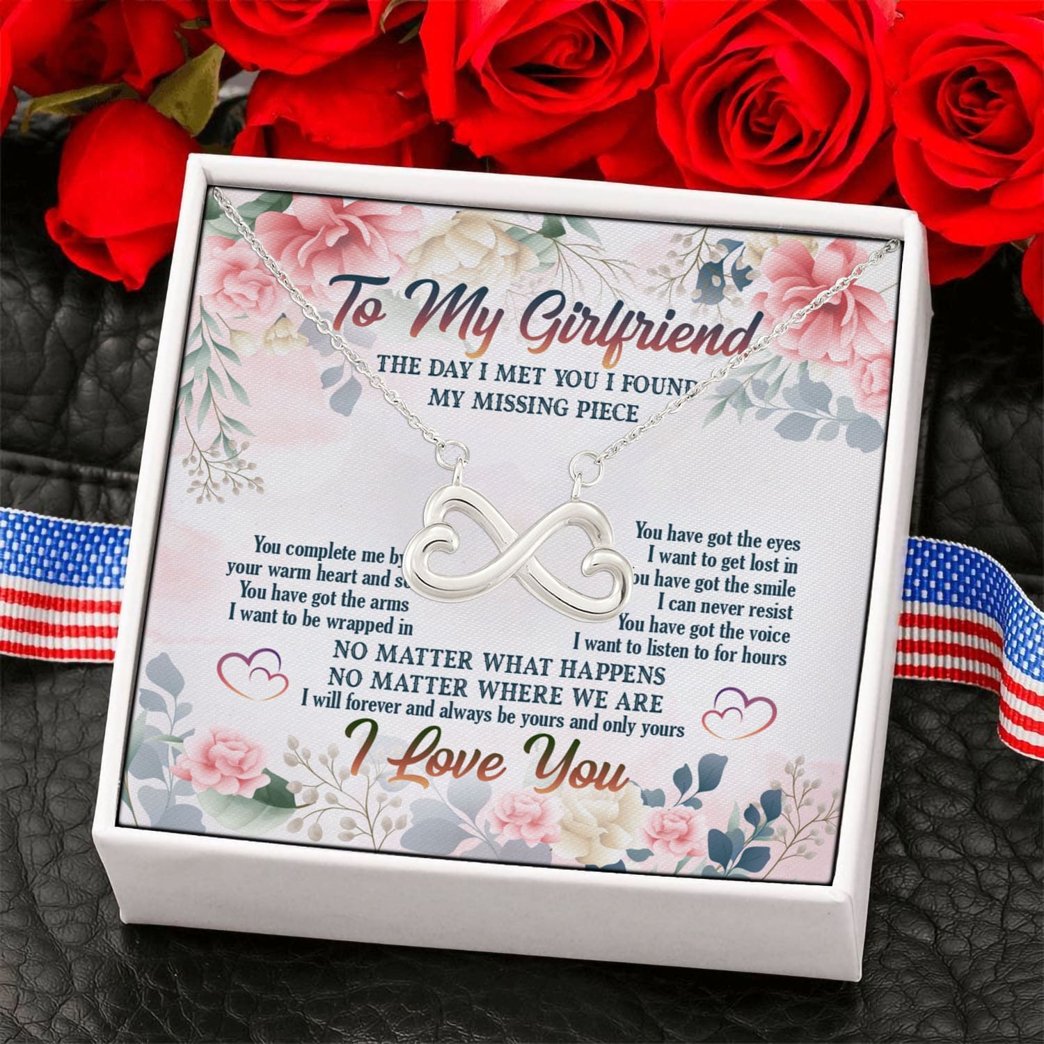1BN. Missing Piece card Infinity Heart Necklace (Silver) 6