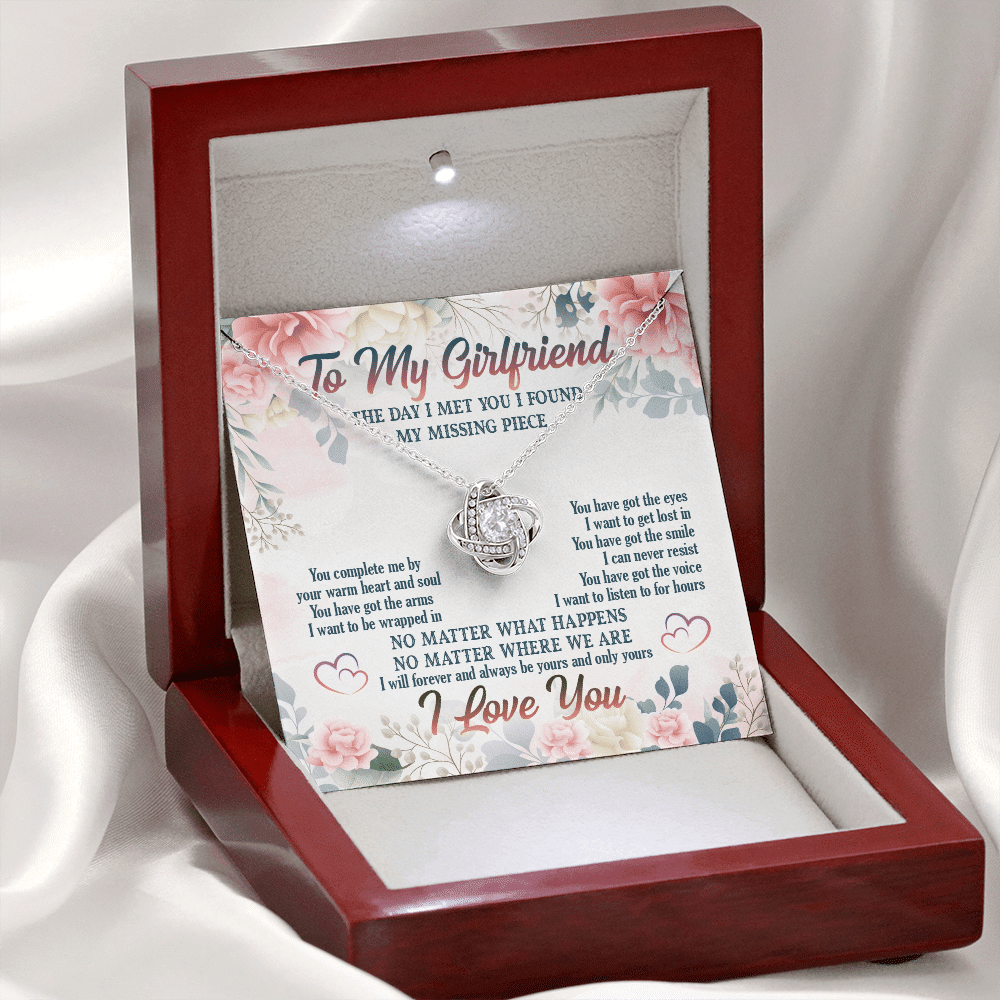 To My Girlfriend From Boyfriend The Day I Met You I Found My Missing Piece Love Knot Necklace Jewelry Gifts To My Girlfriend From Boyfriend The Day I Met You I Found My Missing Piece Love Knot Necklace Jewelry Gifts