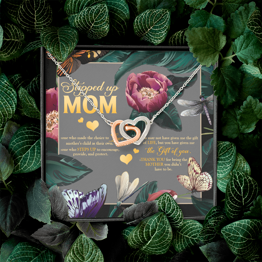 Stepped Up Mom One Who Made The Choice Love Another's Child As Their Own Interlocking Hearts Pendant Necklace