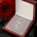 Daddy Can You Feel Me As I Wiggle And Kick For You Love You So Much Mommy's Bump Artisan Crafted Cross Necklace