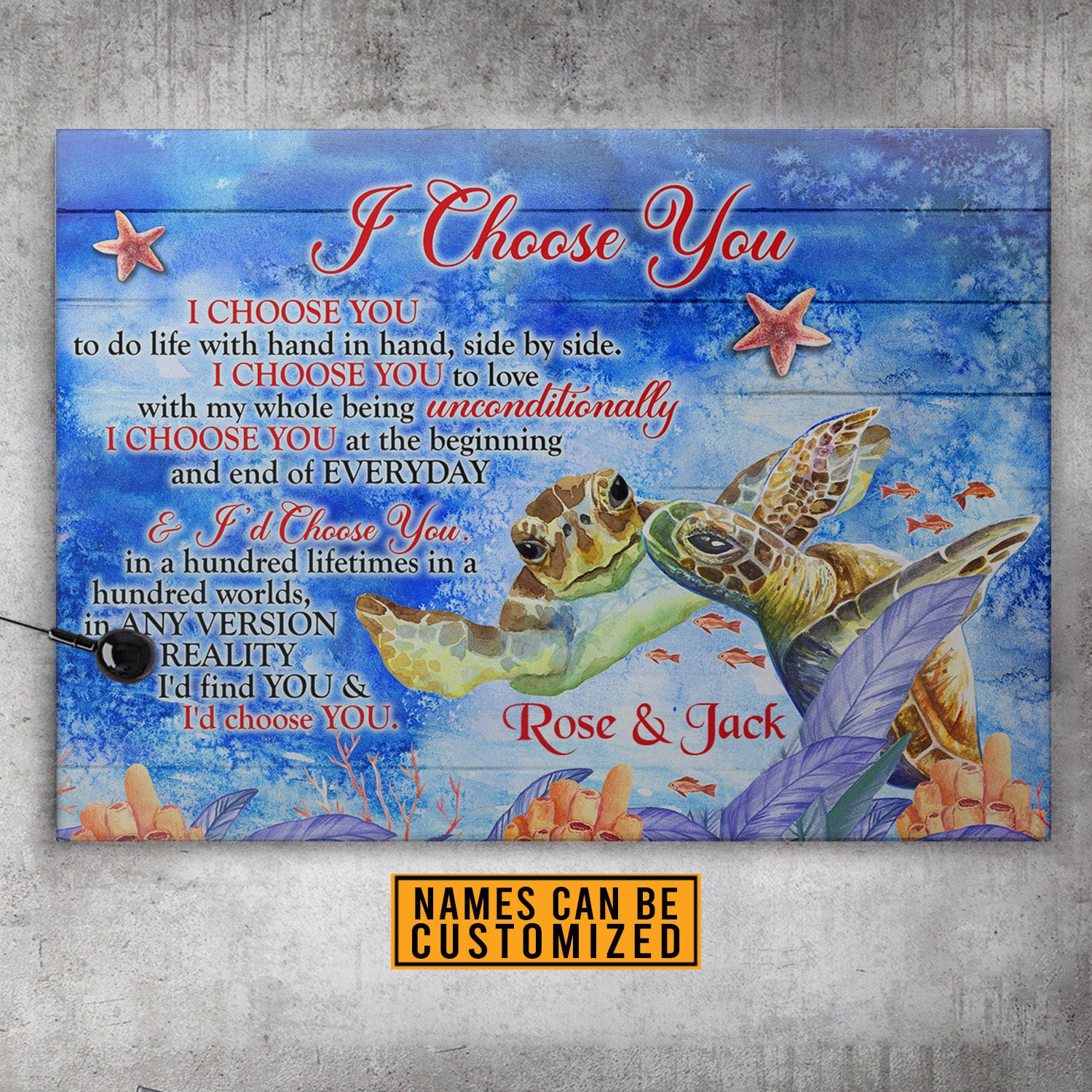 3VT. Turtle Couple I Choose You To Do Life canvas mk3
