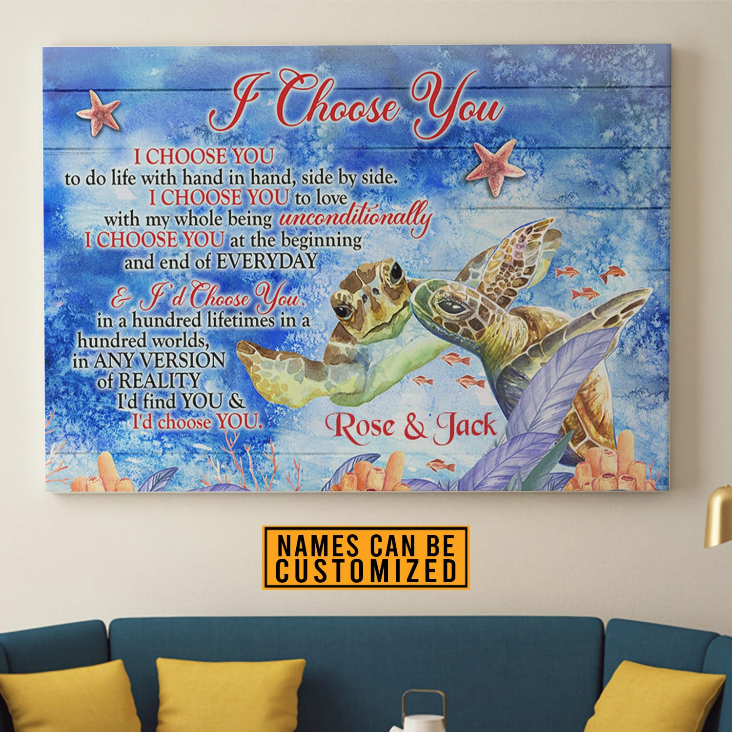3VT. Turtle Couple I Choose You To Do Life canvas mk2
