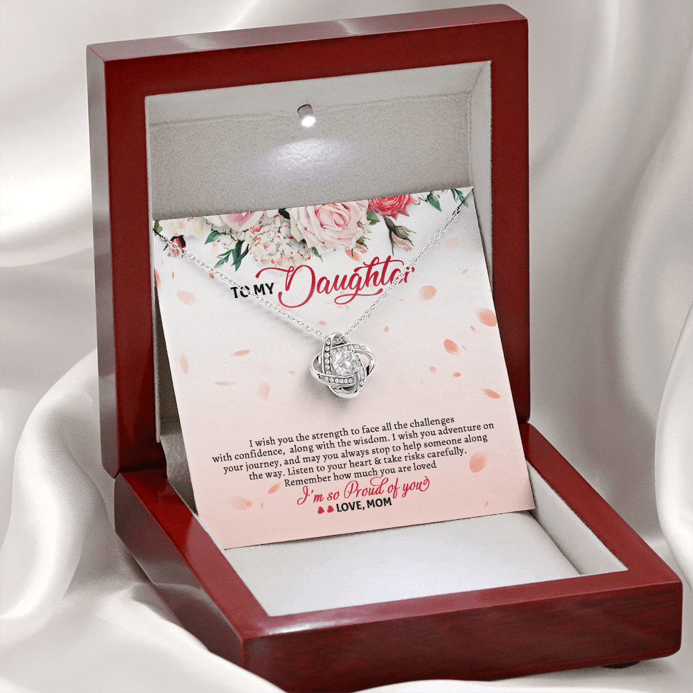 To My Daughter From Mom I Wish You The Strength To Face All The Challenges Love Knot Necklace Jewelry