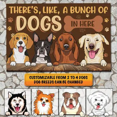 Alternative view of Custom Dog Breeds Doormat There's Like a Bunch of Dogs in Here Entrance Indoor Outdoor Decorative Doormat
