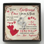 To My Girlfriend Once Upon A Time I Became Yours and You Became Mine Love You Forever Double Hearts Pendant Necklace - Double Hearts Necklace