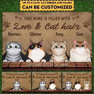 Personalized Cat Breeds This Home Is Filled With Love And Cat Hair House Doormat - Cat Lover Outdoor Indoor Doormat