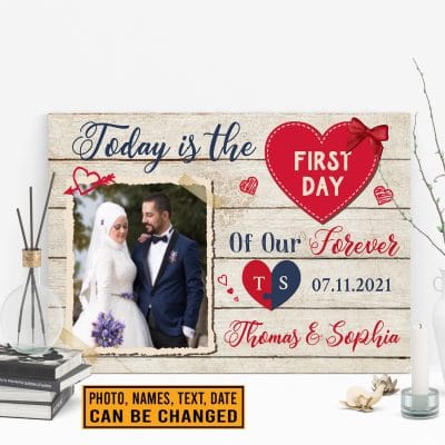 Personalized Photo Today Is The First Day Of Our Forever Couple Wedding Canvas Prints - Unframed Poster