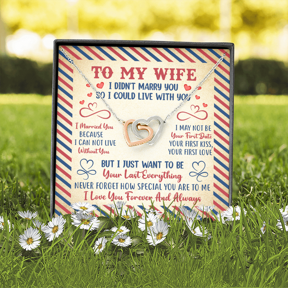 Valentines Gifts for Her To My Wife I Didn't Marry You so I Could Live with You Interlocking Hearts Pendant Necklace