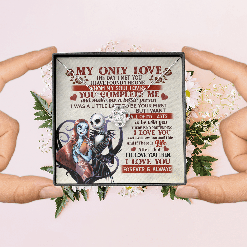 Jack and Sally Nightmare Before Christmas My Only Love The Day I Met You Valentines Love Knot Necklace Jack and Sally Nightmare Before Christmas My Only Love The Day I Met You Valentines Love Knot Necklace