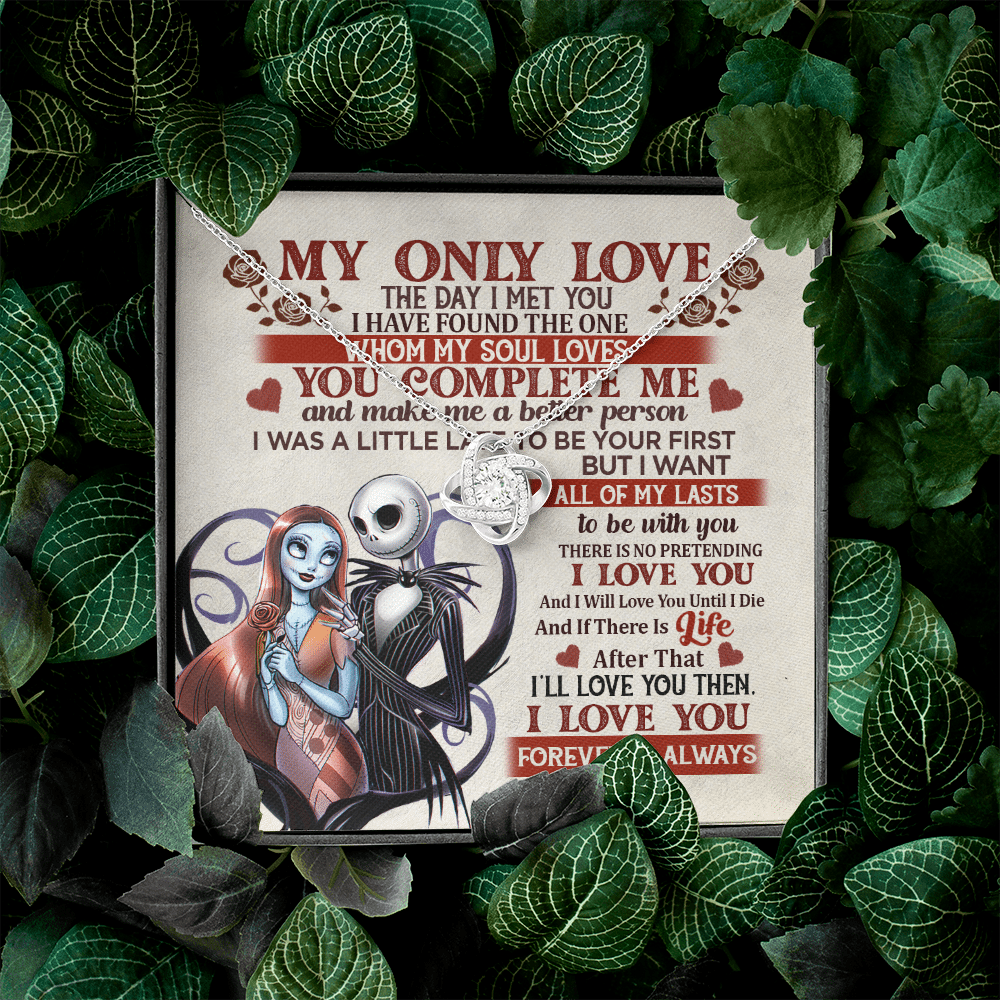 Jack and Sally Nightmare Before Christmas My Only Love The Day I Met You Valentines Love Knot Necklace Jack and Sally Nightmare Before Christmas My Only Love The Day I Met You Valentines Love Knot Necklace