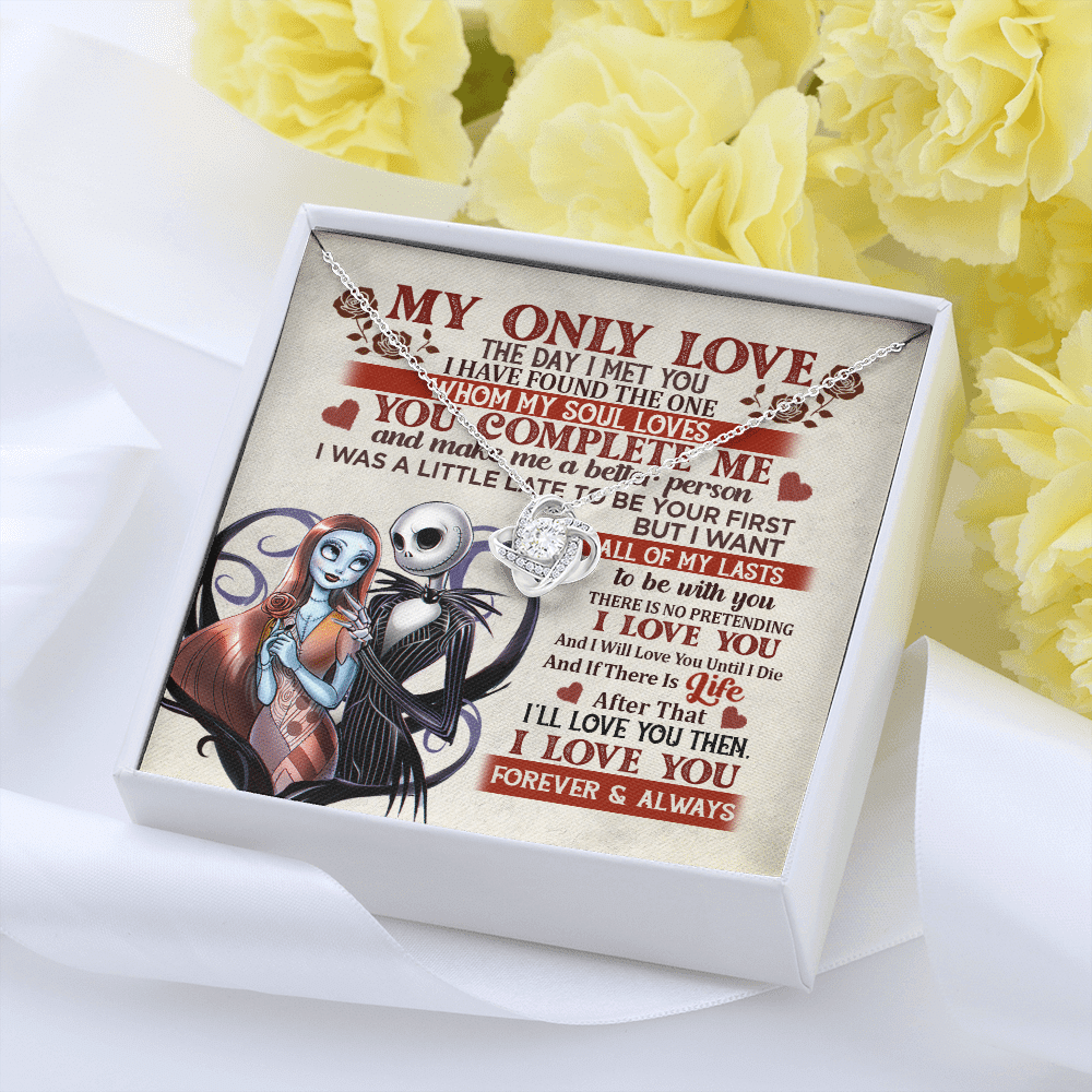 Jack and Sally Nightmare Before Christmas My Only Love The Day I Met You Valentines Love Knot Necklace Jack and Sally Nightmare Before Christmas My Only Love The Day I Met You Valentines Love Knot Necklace