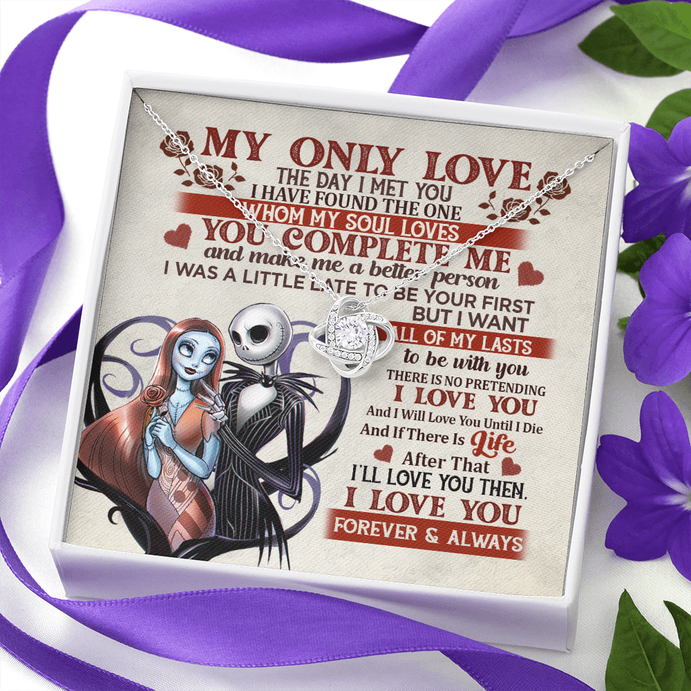 Jack and Sally Nightmare Before Christmas My Only Love The Day I Met You Valentines Love Knot Necklace Jack and Sally Nightmare Before Christmas My Only Love The Day I Met You Valentines Love Knot Necklace