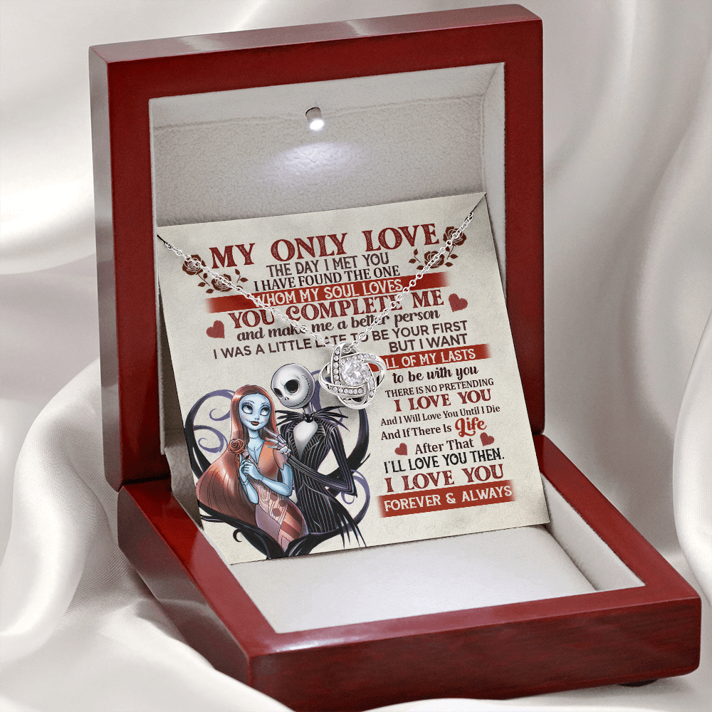 Jack and Sally Nightmare Before Christmas My Only Love The Day I Met You Valentines Love Knot Necklace Jack and Sally Nightmare Before Christmas My Only Love The Day I Met You Valentines Love Knot Necklace