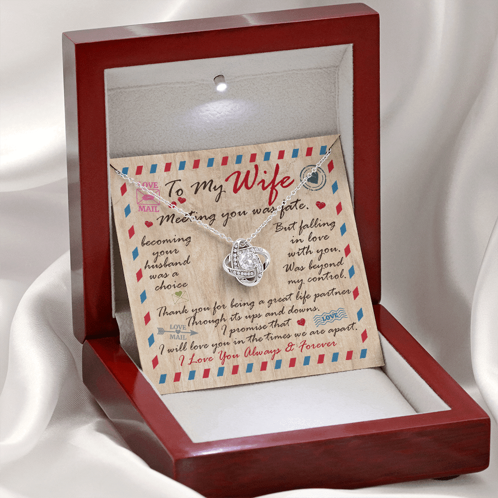 Husband to My Wife Meeting You Was Fate Becoming Your Husband Was a Choice Love Knot Pendant Necklace