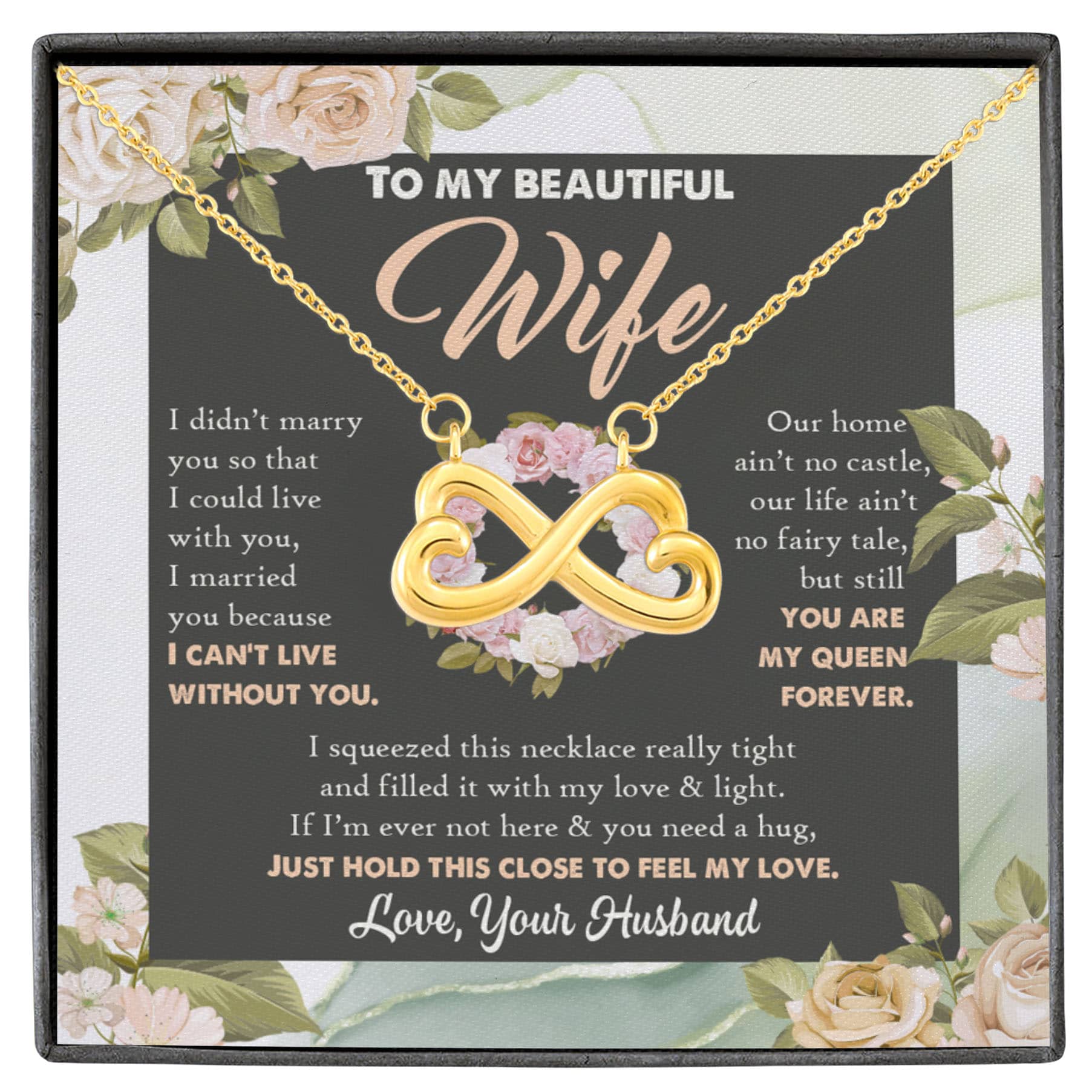 2BN. Feel My Love Infinity Heart Necklace White (Gold)