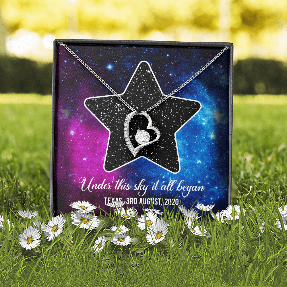 Custom Valentine Gifts Star Map Constellation Necklace Under This Sky It All Began Forever Love Pendant Necklace
