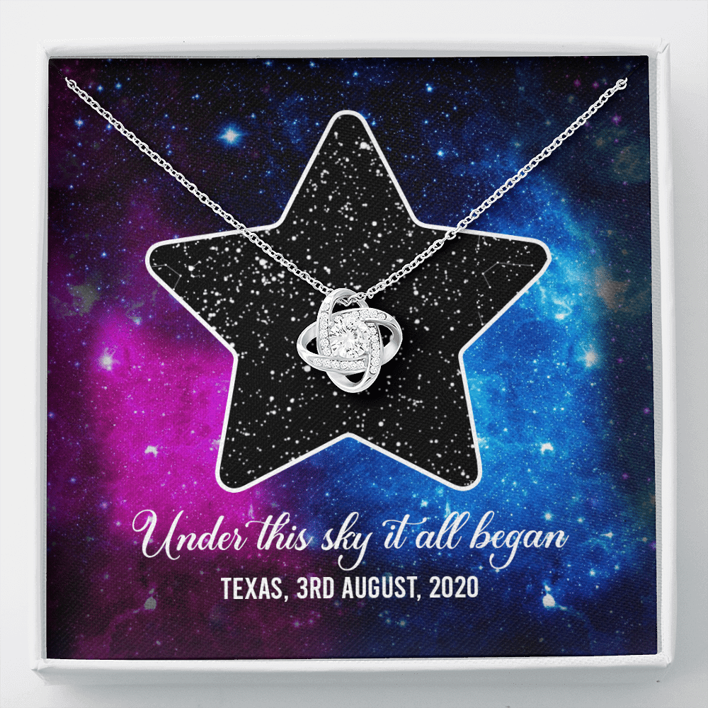 Custom Valentine Gifts Star Map Constellation Necklace Under This Sky It All Began Love Knot Pedant Necklace - Love Knot Necklace