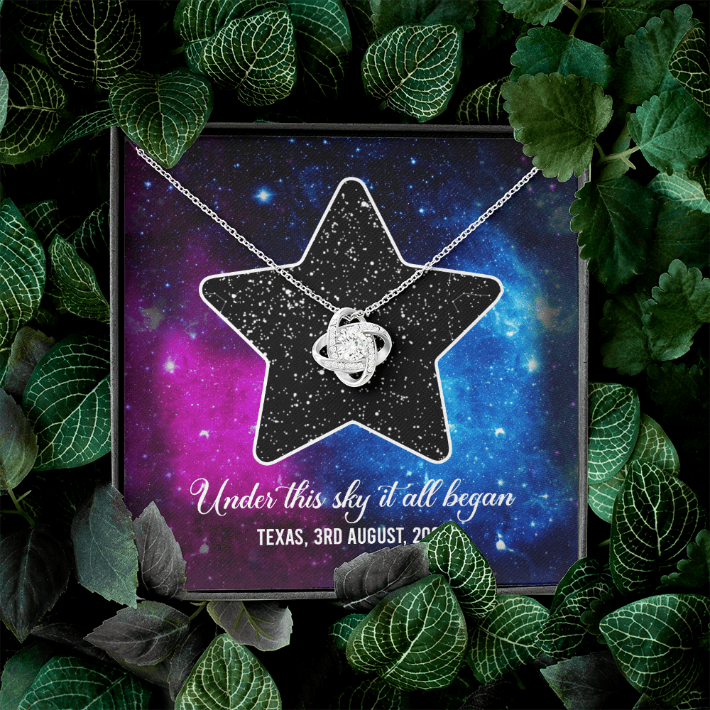 Custom Valentine Gifts Star Map Constellation Necklace Under This Sky It All Began Love Knot Pedant Necklace