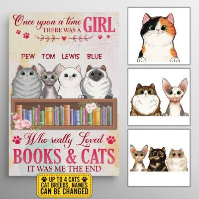 Alternative view of Custom Cat Breeds Canvas Once Upon A Time There Was a Girl Who Really Loved Books & Cats Gallery Wrapped Canvas Print - Home Decor Wall Art