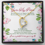 You're My Person My Best Friend My Biggest Cheerleader Forever Heart Pendant Necklace - Bestie Gift Necklace - Forever Love Necklace (18K Yellow Gold)