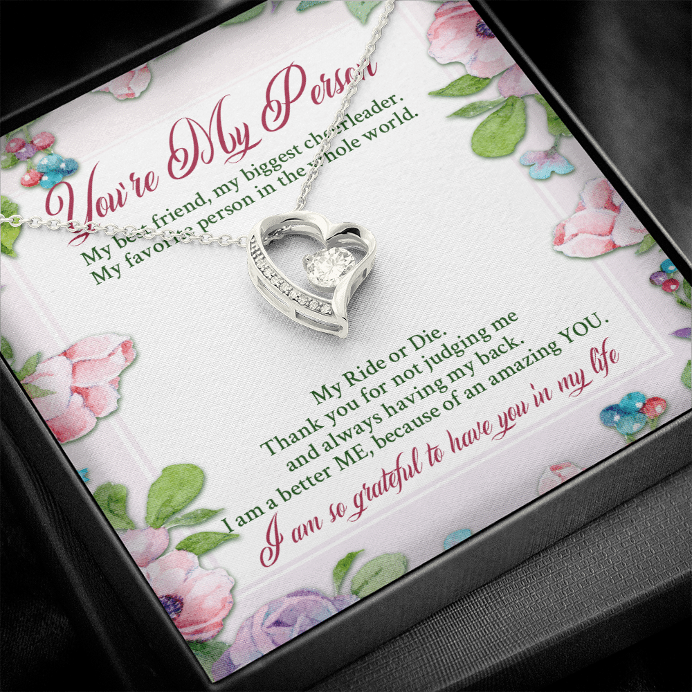 You're My Person My Best Friend My Biggest Cheerleader Forever Heart Pendant Necklace - Bestie Gift Necklace