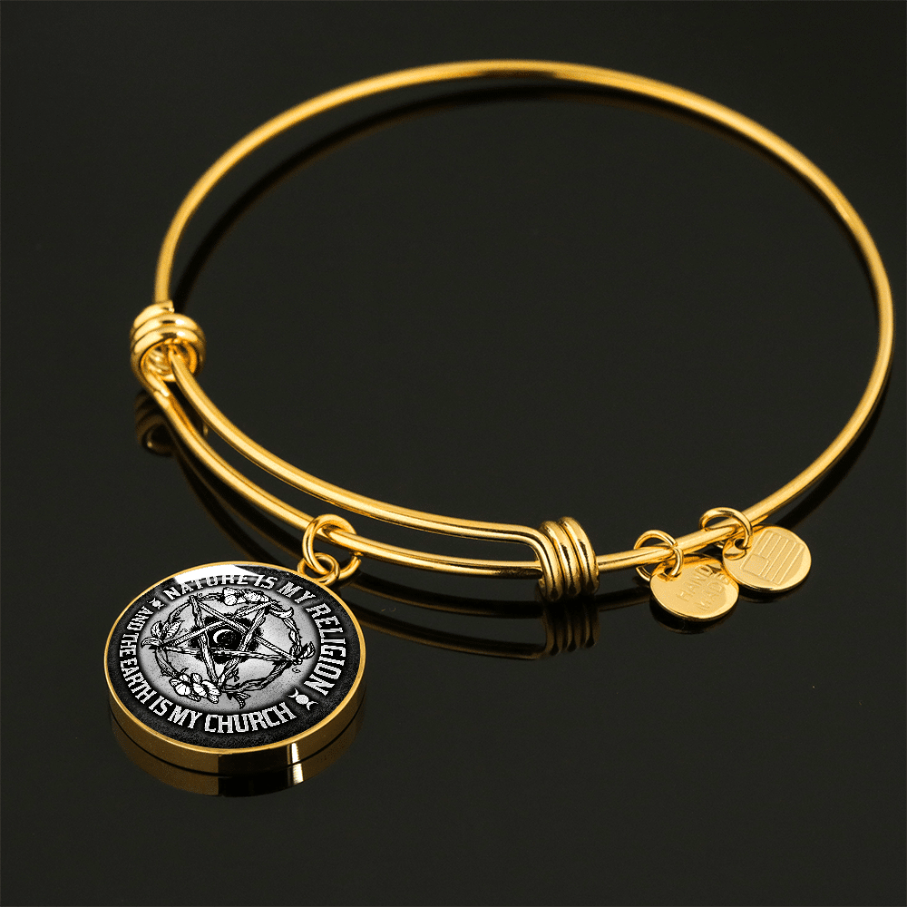 Nature Is My Religion And The Earth Is My Church Witch Wiccan Pentacle Luxury Circle Pendant Necklace - Bangle