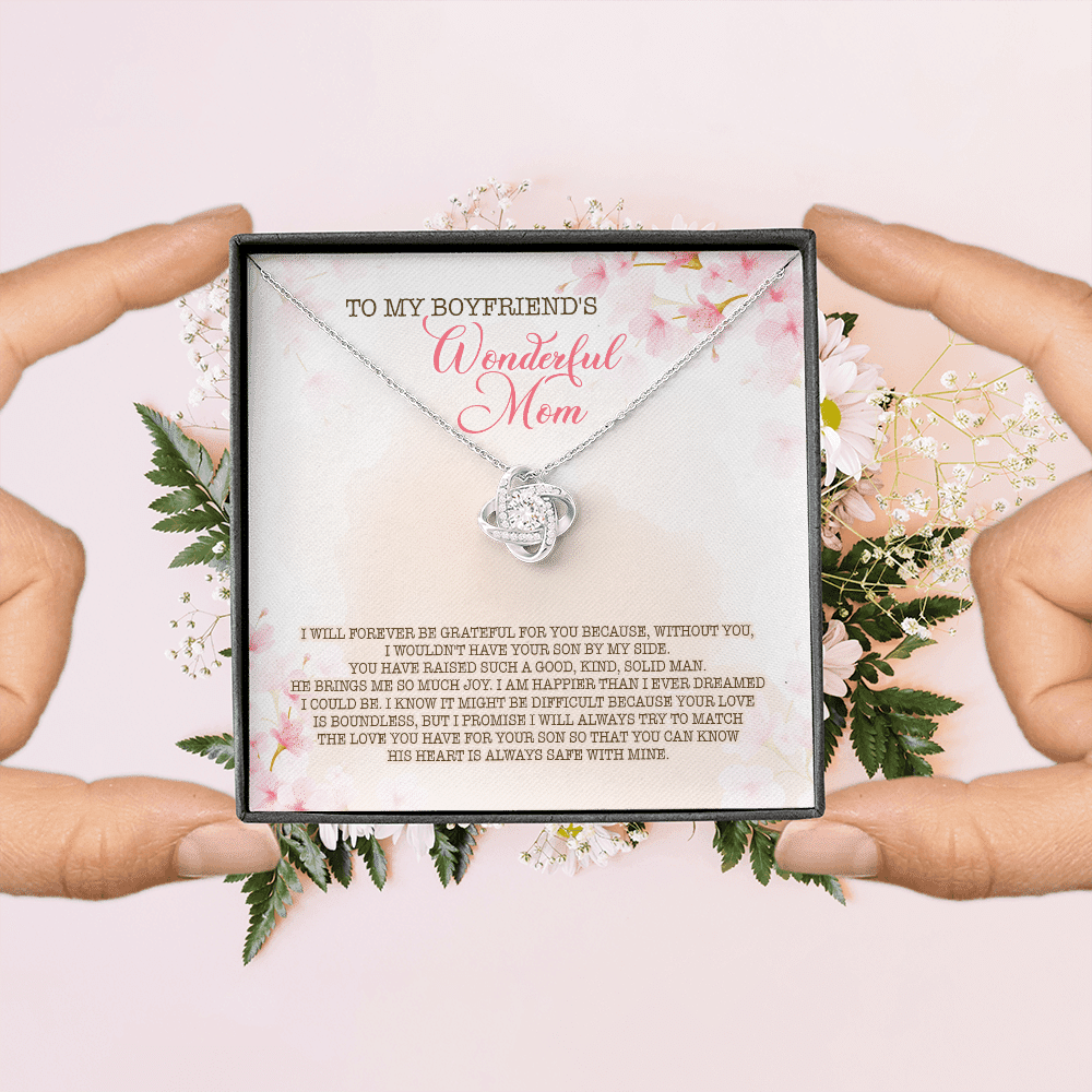To My Boyfriend's Wonderful Mom I Will Forever Be Grateful For You Love Knot Pendant Necklace To My Boyfriend's Wonderful Mom I Will Forever Be Grateful For You Love Knot Pendant Necklace