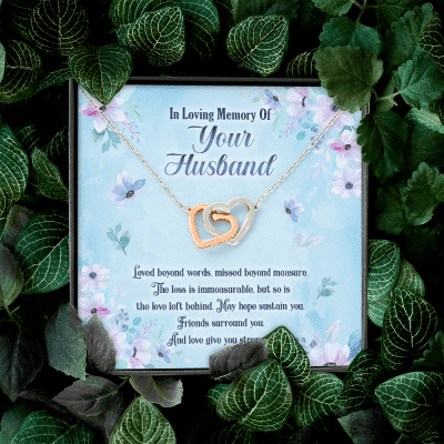 In Loving Memory Of Your Husband Interlocking Hearts Pendant Necklace - Husband Memorial Necklace
