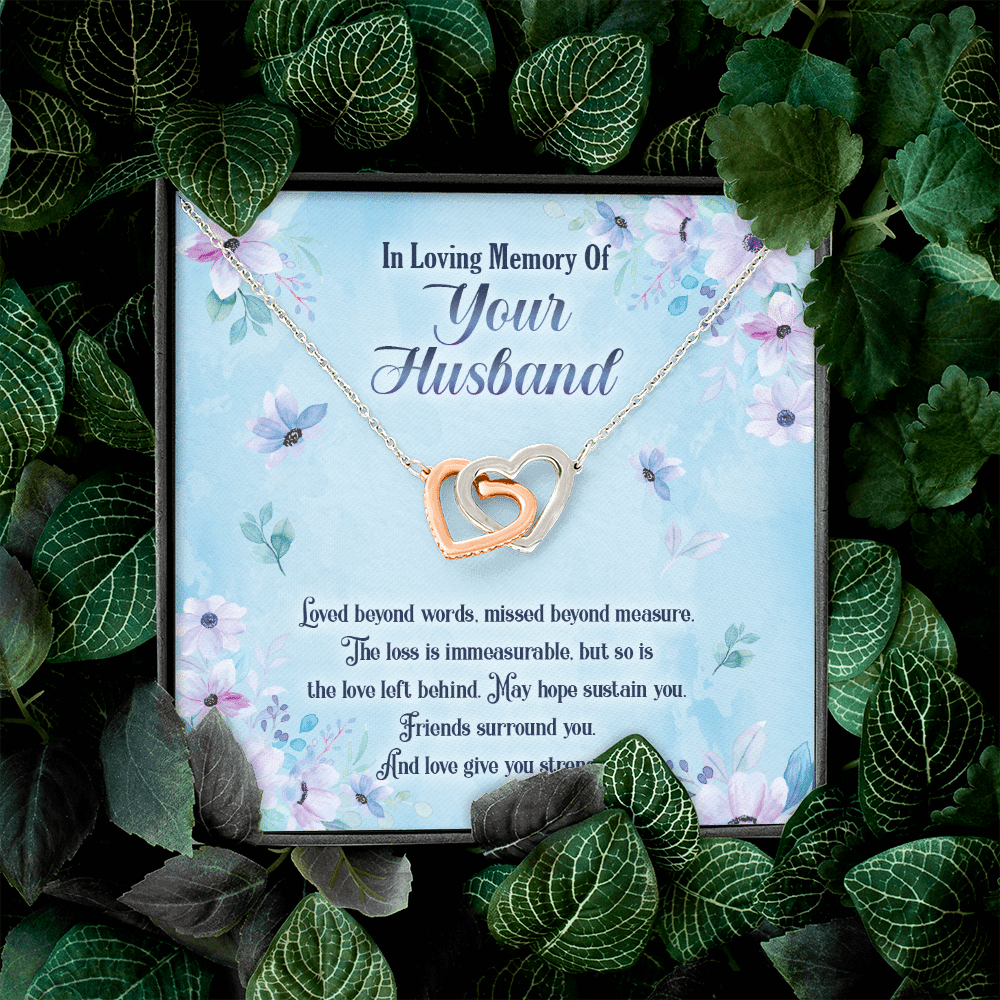 In Loving Memory Of Your Husband Interlocking Hearts Pendant Necklace - Husband Memorial Necklace