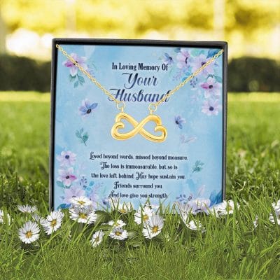 Alternative view of In Loving Memory Of Your Husband Infinity Love Pendant Necklace - Husband Memorial Necklace