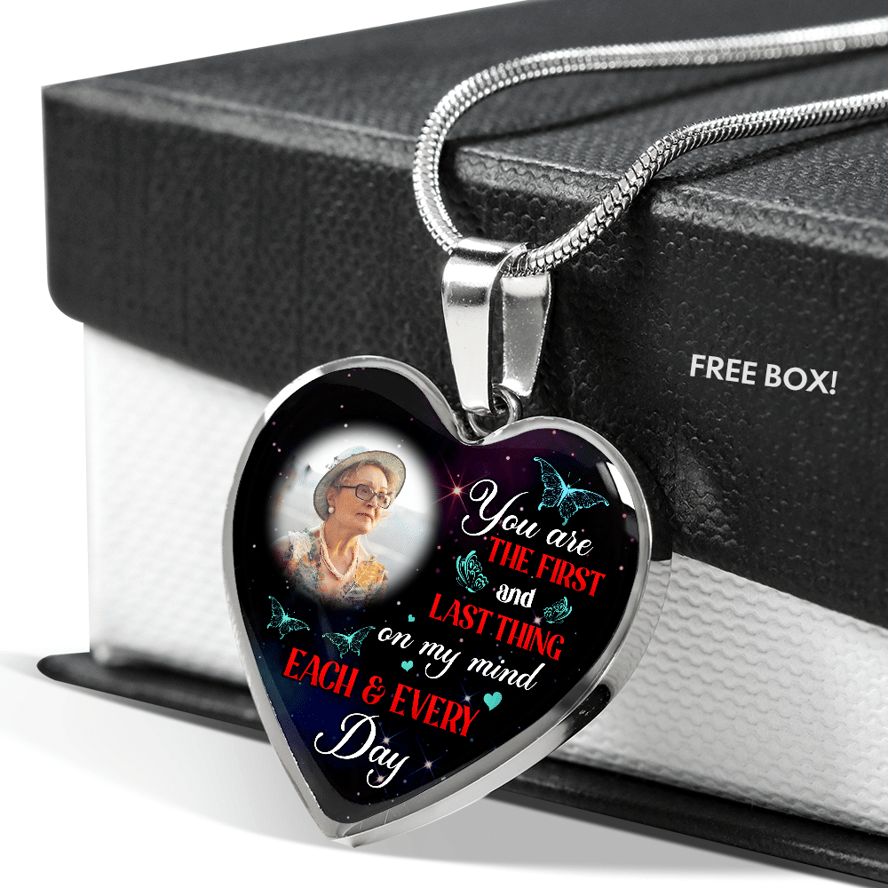 Personalized Photo The First And Last Thing Heart Pendant Necklace - Memorial Necklace