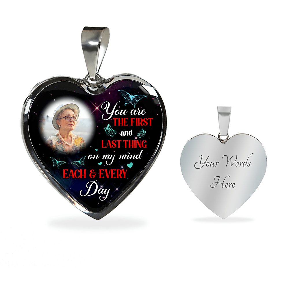 Personalized Photo The First And Last Thing Heart Pendant Necklace - Memorial Necklace