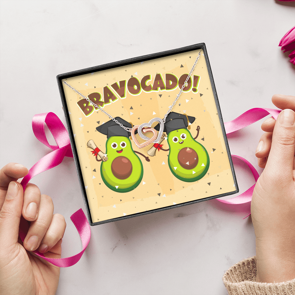 Bravocado Avocado Graduation Graduate Interlocking Hearts Pendant Necklace - College High School Jewelry Gift