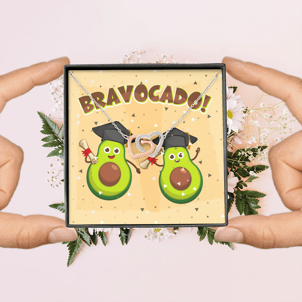 Bravocado Avocado Graduation Graduate Interlocking Hearts Pendant Necklace - College High School Jewelry Gift