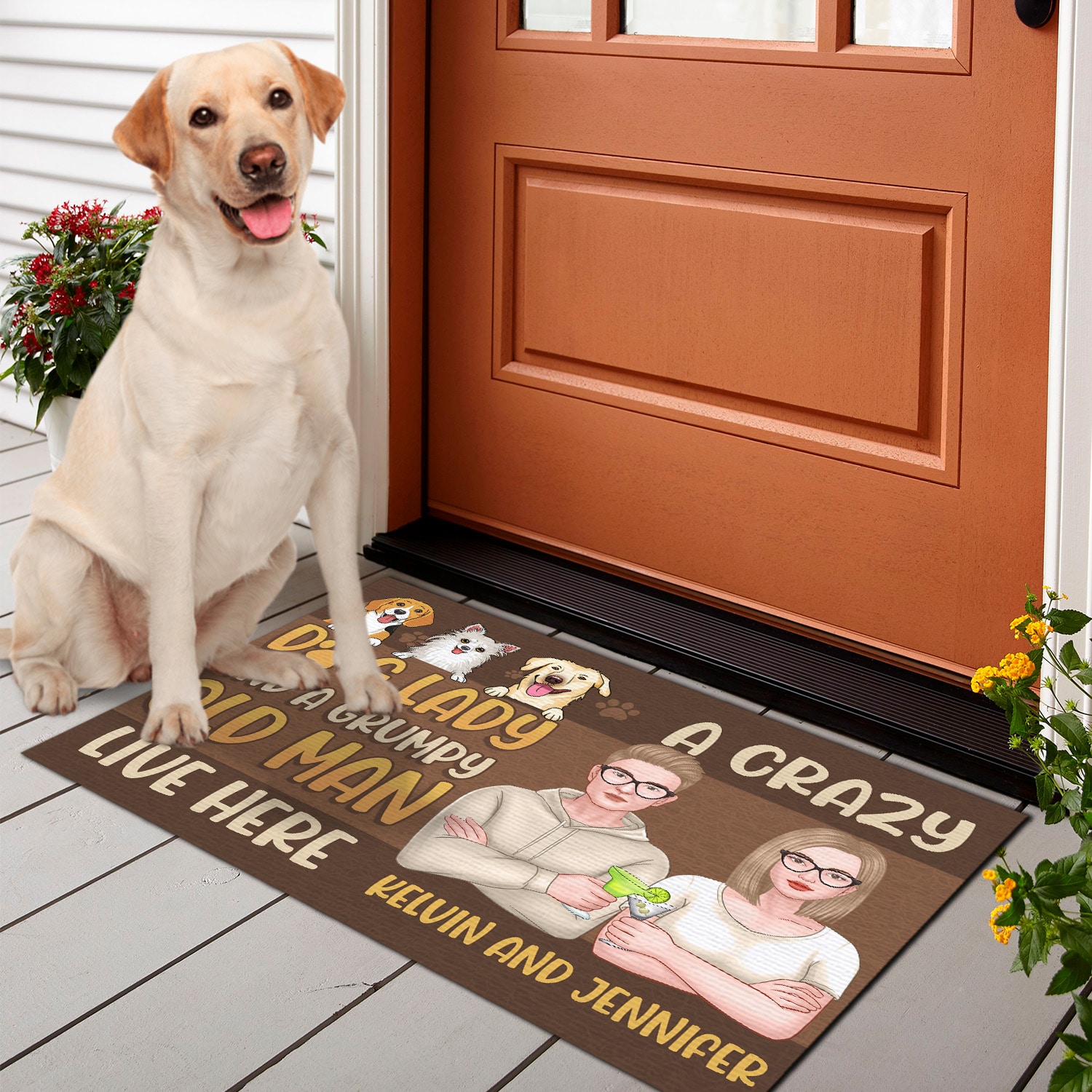 1O. Dog Lady (Sample Design 3) Labrador Retriever Doormat Mockup